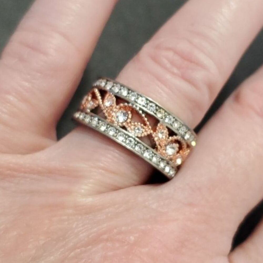 Rose gold over sterling silver vine ring size 6.5